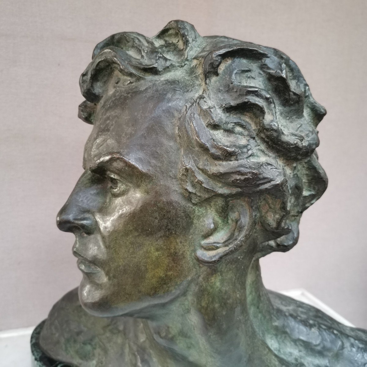 Bust Of Jean Mermoz. Art Deco Bronze By Alexandre Ouline-photo-2