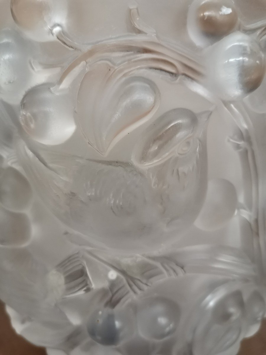 Vase Avallon ( accidenté) " Oiseaux Et Raisins" René Lalique -photo-2