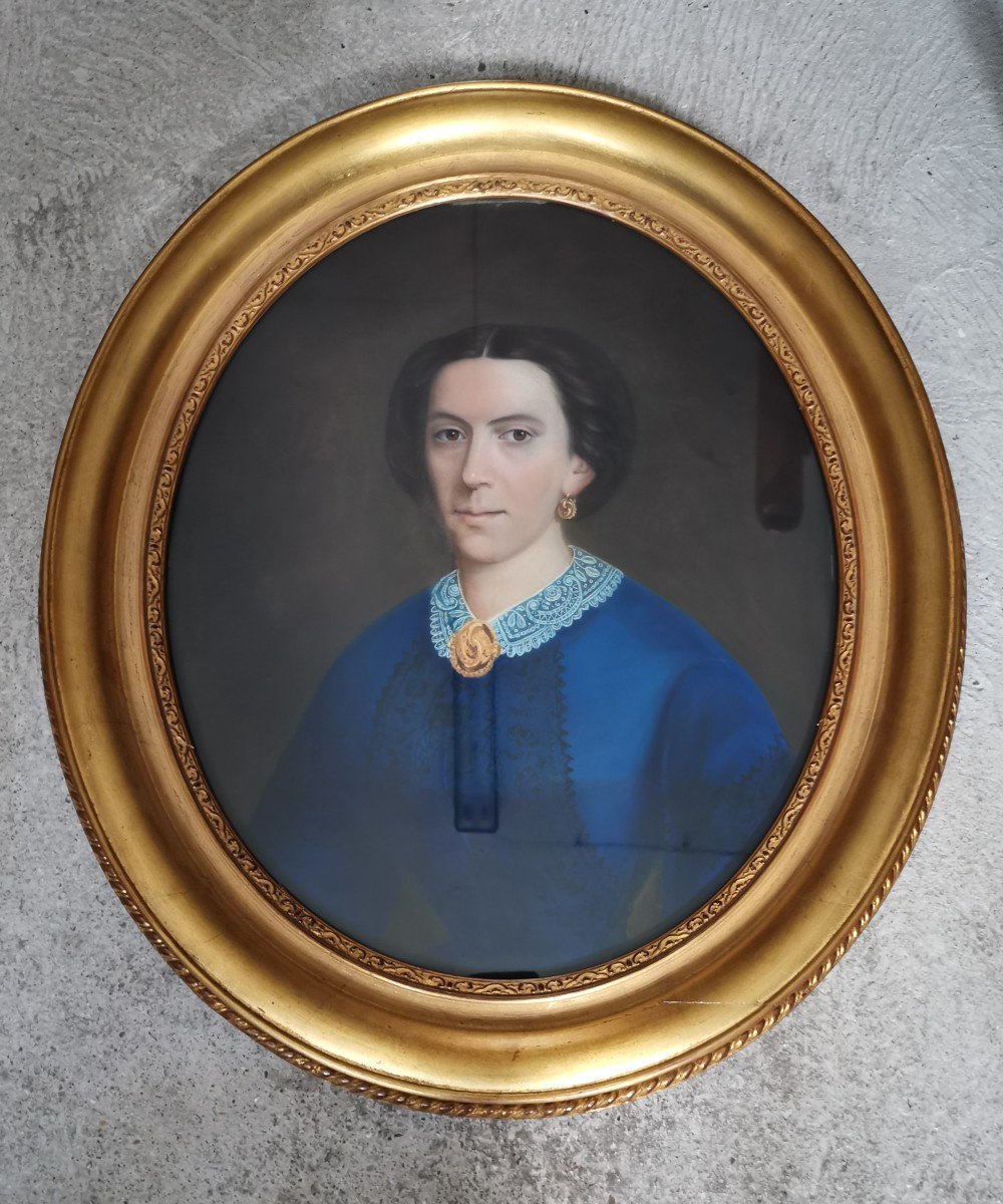 Pair Of Pastel Portraits 19th Century -photo-2