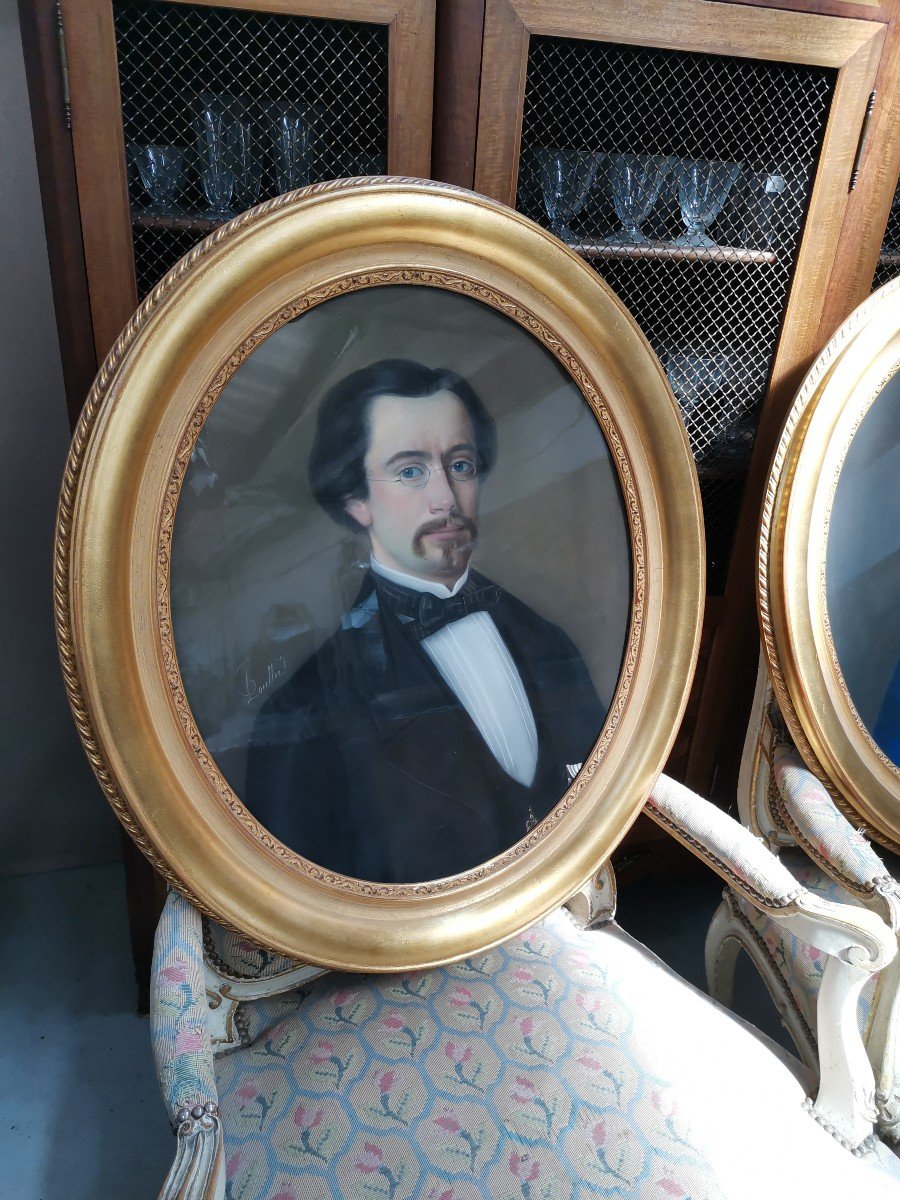 Pair Of Pastel Portraits 19th Century -photo-2