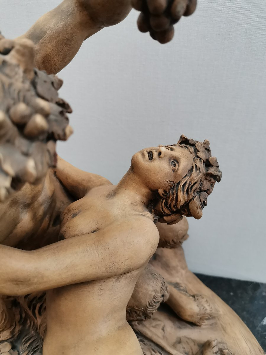 Satyre Et Bacchante En Terre Cuite Signée Clodion -photo-6