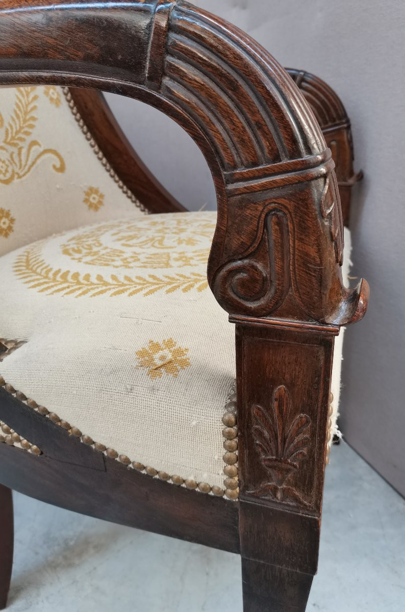 Paire De Fauteuils Empire à Recouvrir -photo-1