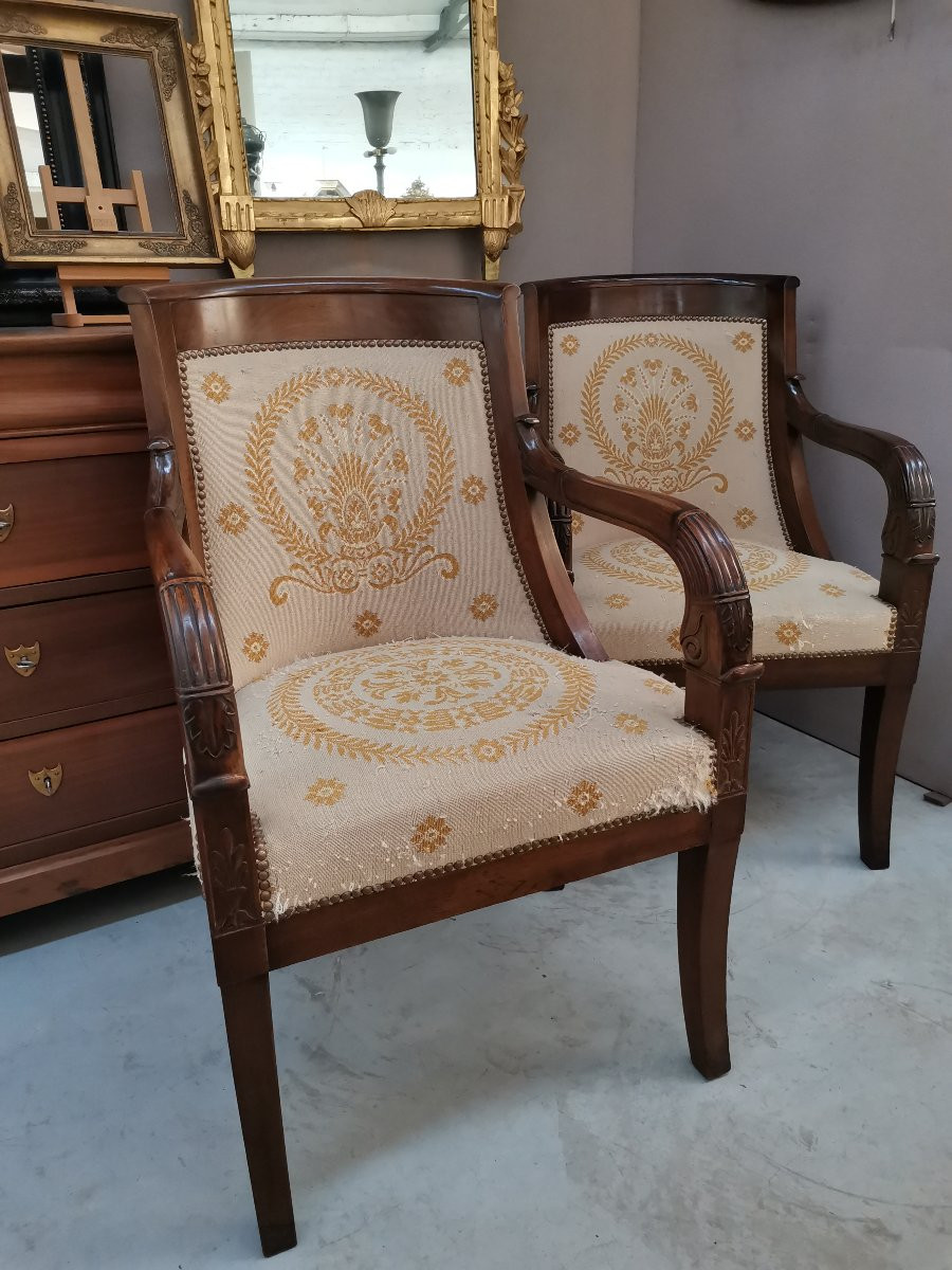 Paire De Fauteuils Empire à Recouvrir -photo-6