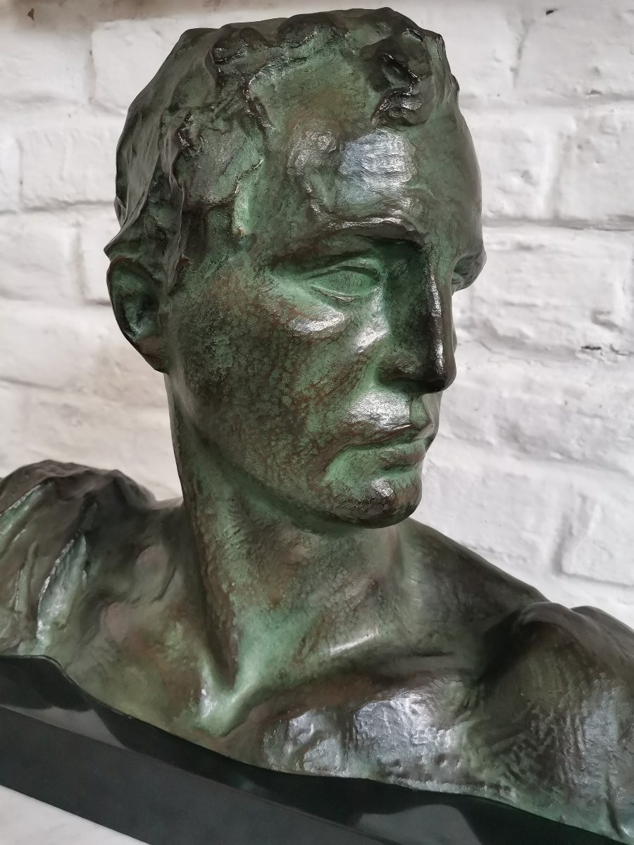Buste d' homme Bronze Art déco de Victor Demanet -photo-2