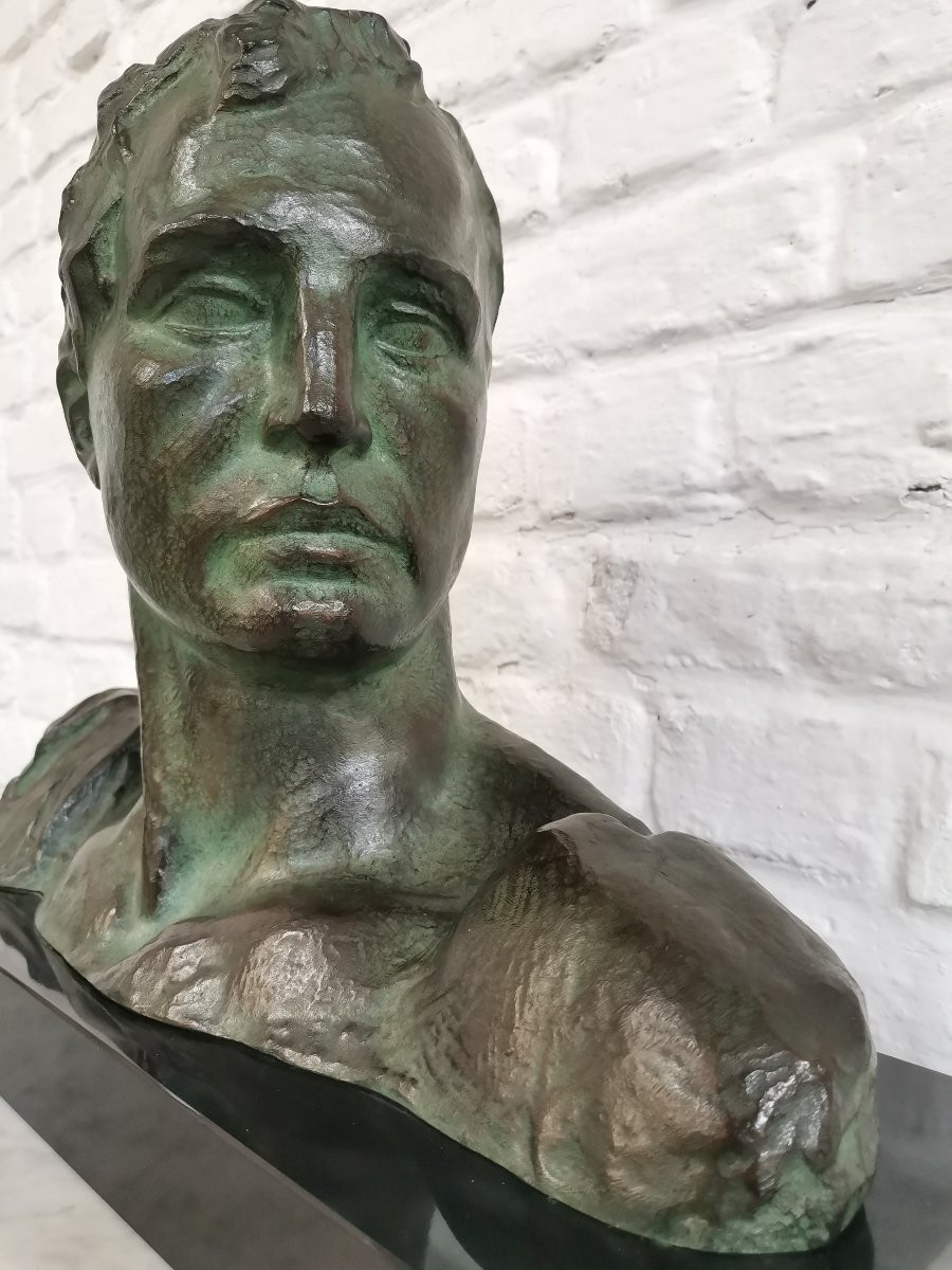 Buste d' homme Bronze Art déco de Victor Demanet -photo-4