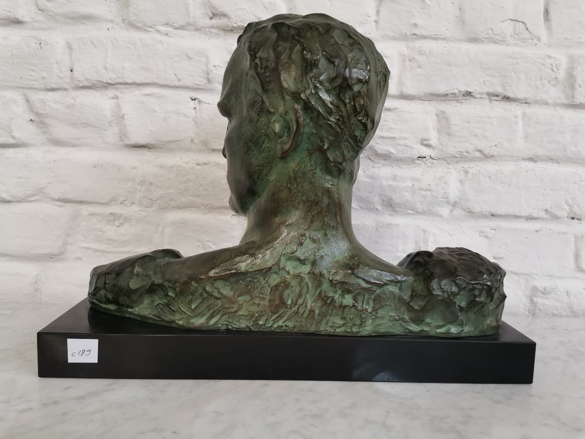 Buste d' homme Bronze Art déco de Victor Demanet -photo-1