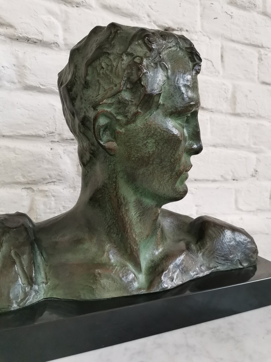 Buste d' homme Bronze Art déco de Victor Demanet 