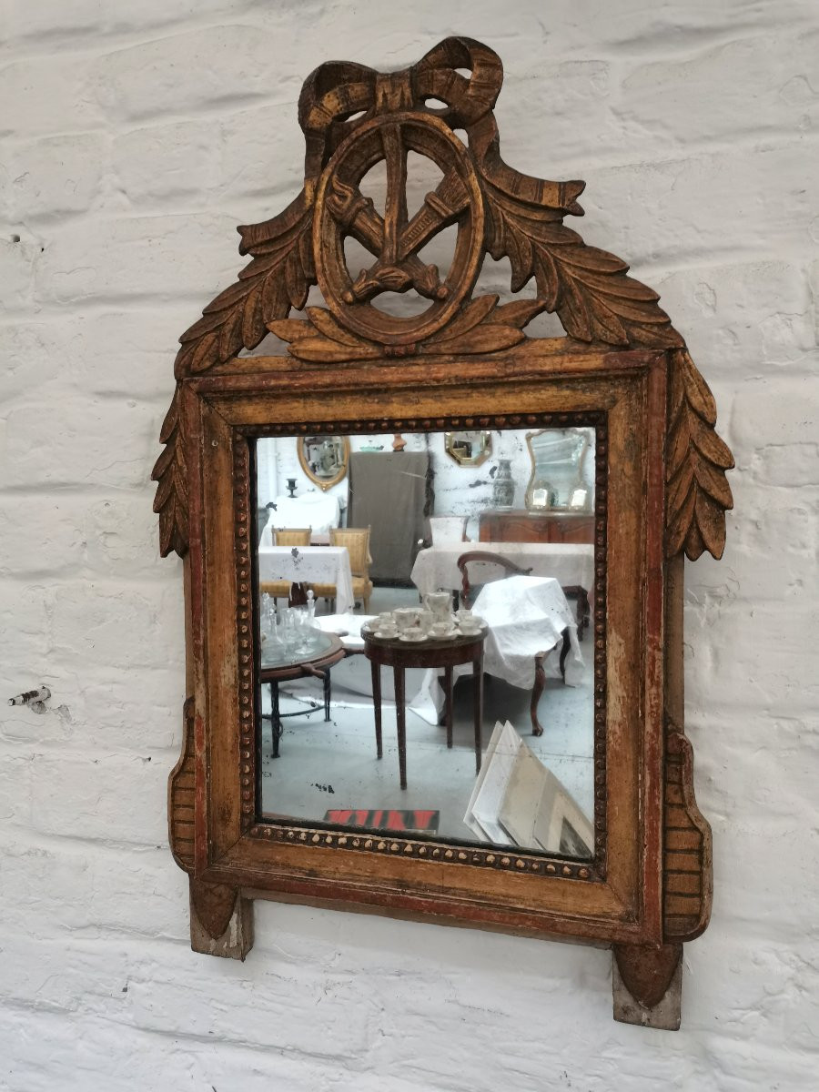 Petit miroir d' époque Louis XVI -photo-3