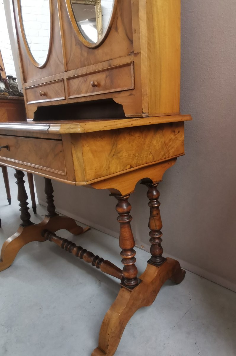 Petit bureau Bonheur du jour en noyer -photo-4