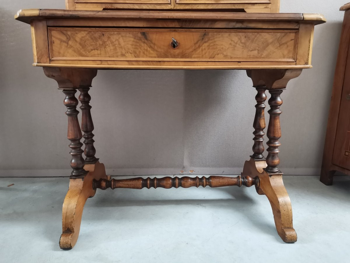 Petit bureau Bonheur du jour en noyer -photo-4