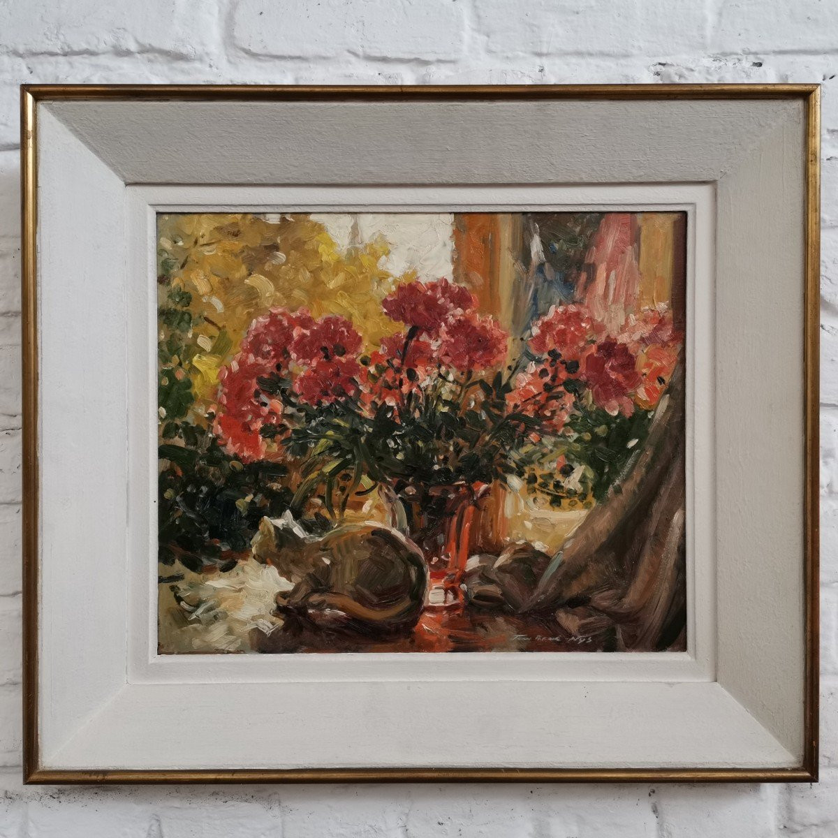 Jean René Nys. 2 Tableaux, Chat, Nature Morte. -photo-2