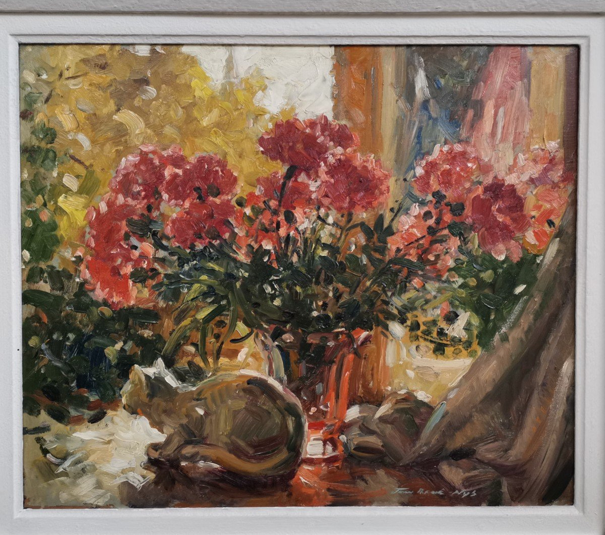 Jean René Nys. 2 Tableaux, Chat, Nature Morte. 