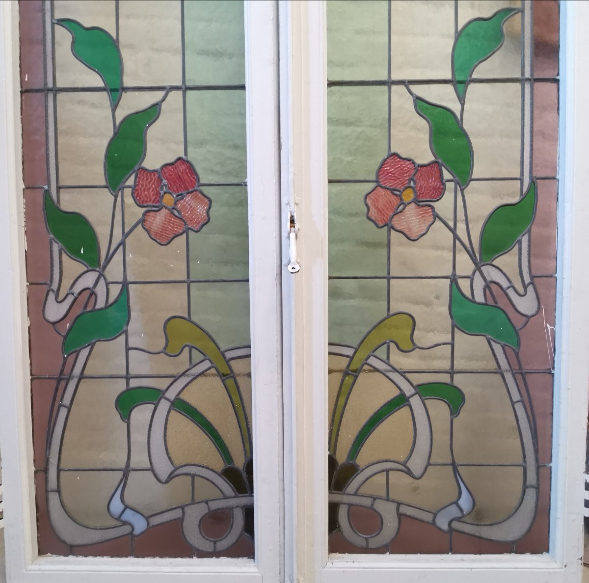 Grande Fenêtre à vitraux Art Nouveau -photo-3