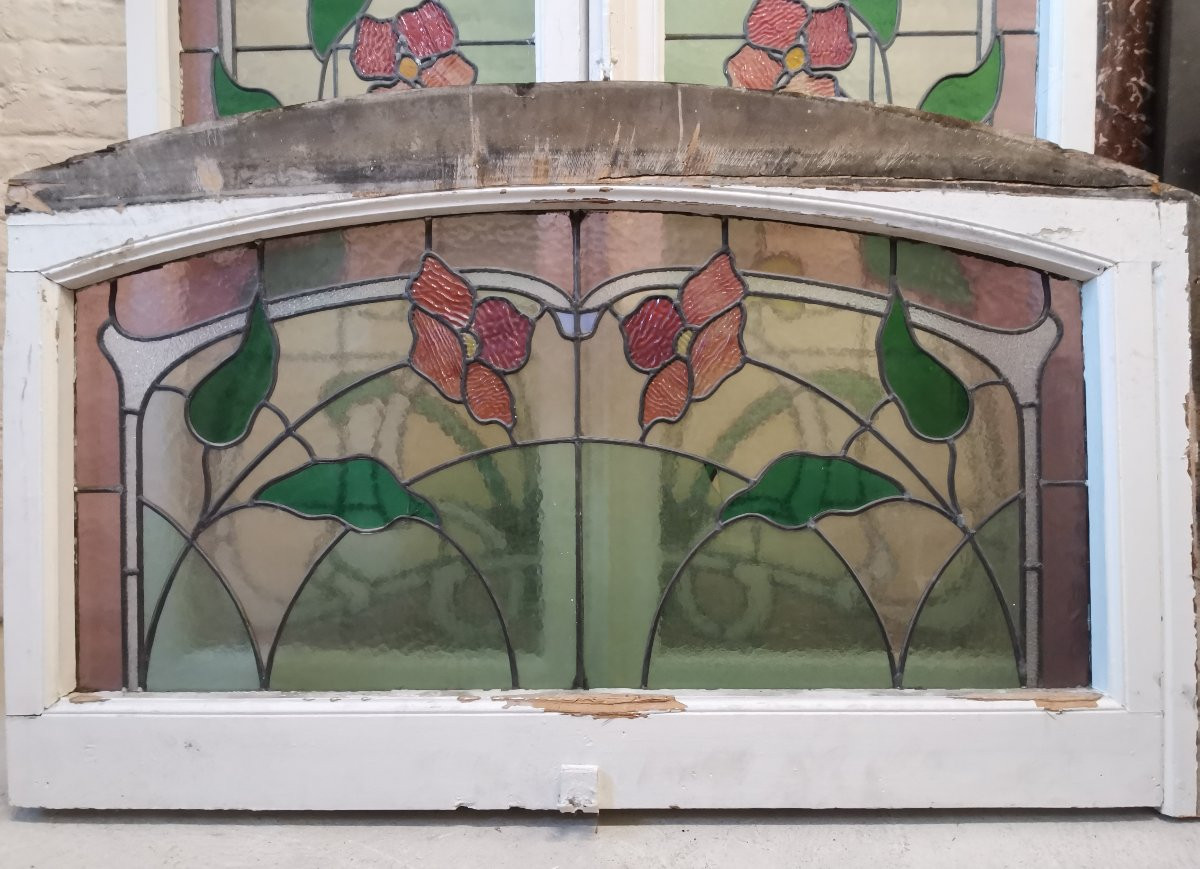 Grande Fenêtre à vitraux Art Nouveau -photo-4