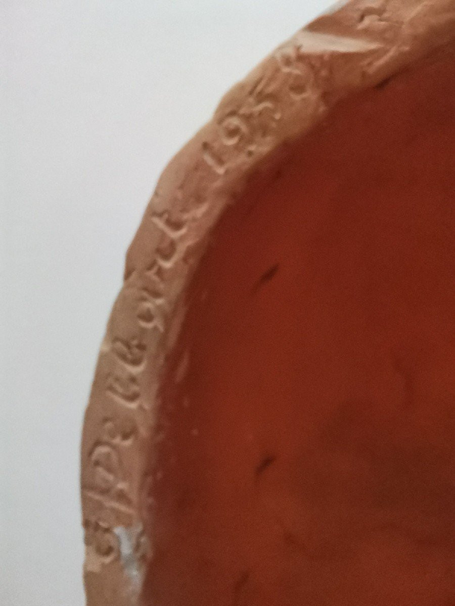 Buste d' enfant en terre cuite signée DELBART-photo-4