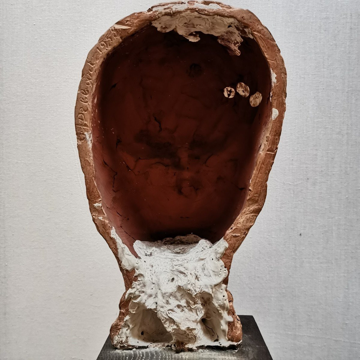 Buste d' enfant en terre cuite signée DELBART-photo-2