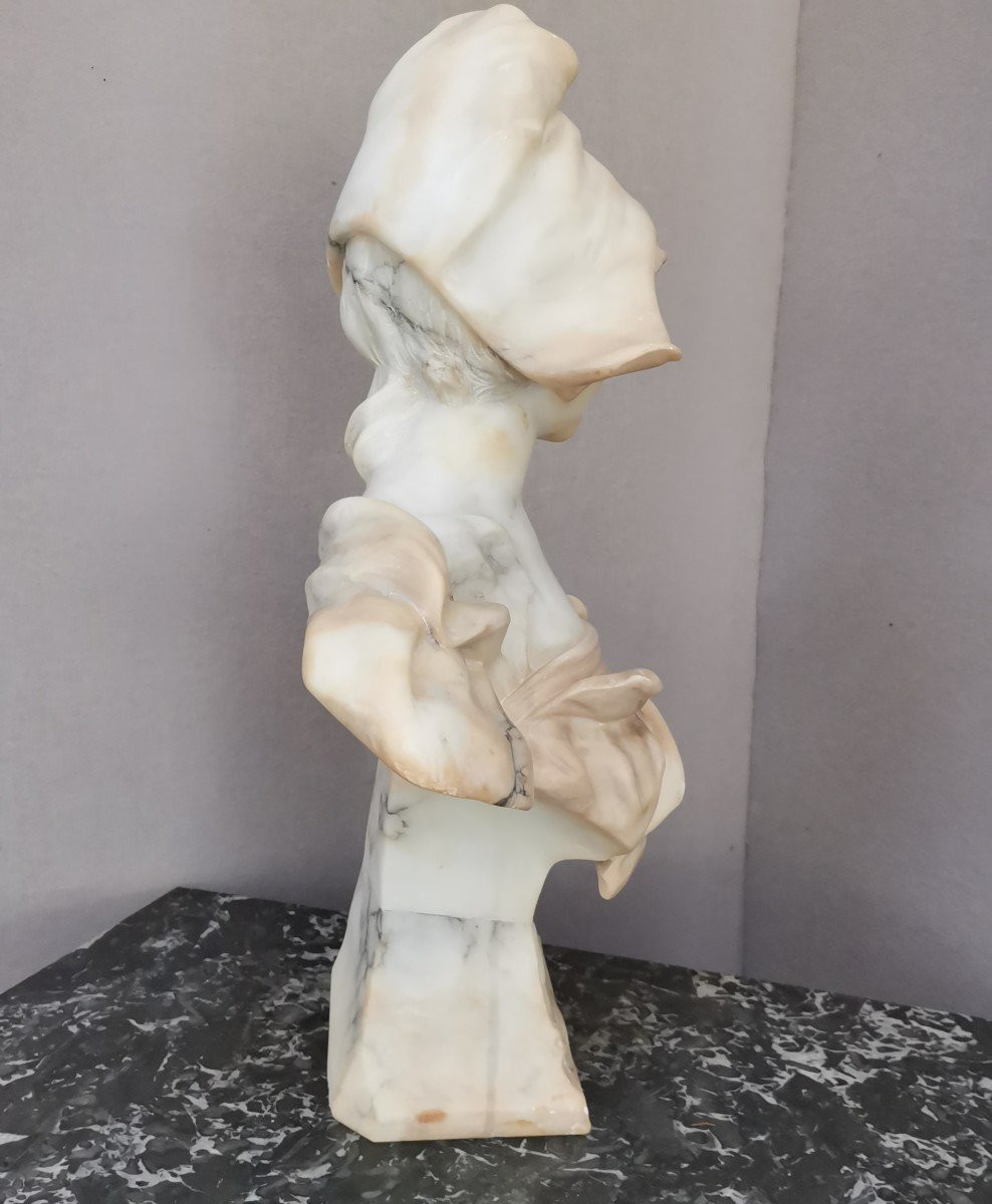 Buste de jeune femme, marbre, Art nouveau-photo-4