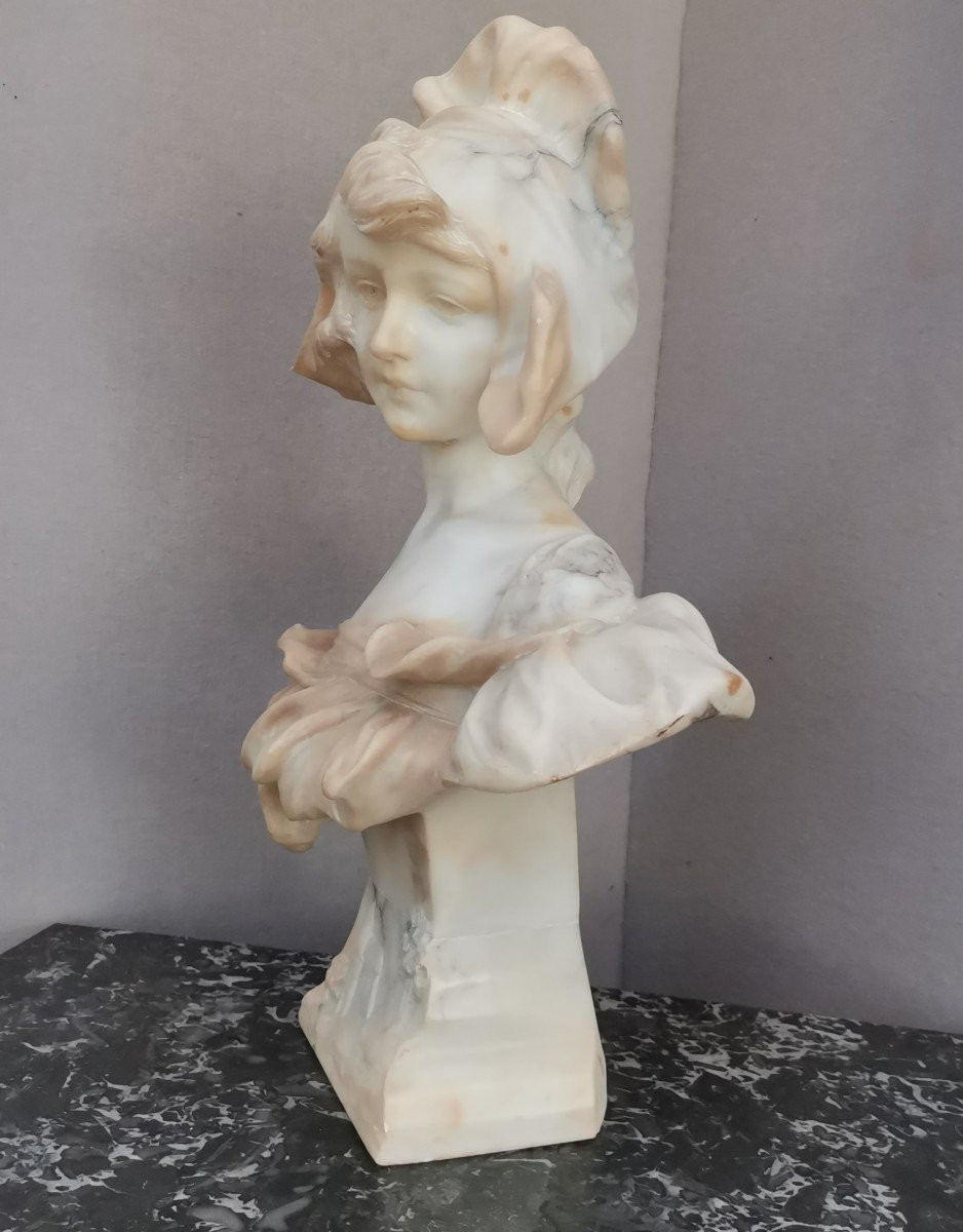 Buste de jeune femme, marbre, Art nouveau-photo-6