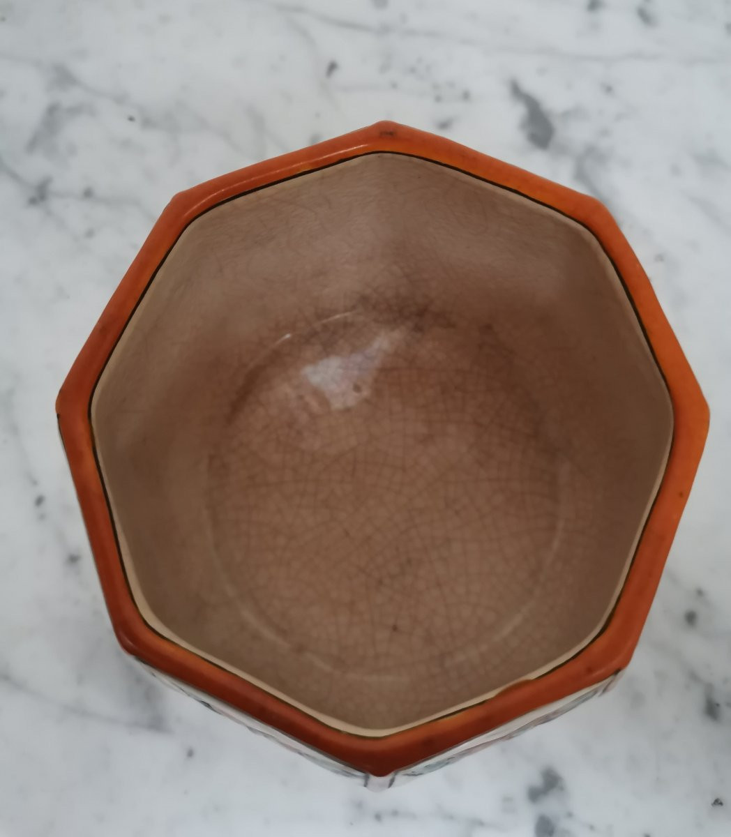 Pot couvert bonbonnière en émaux de Longwy -photo-3