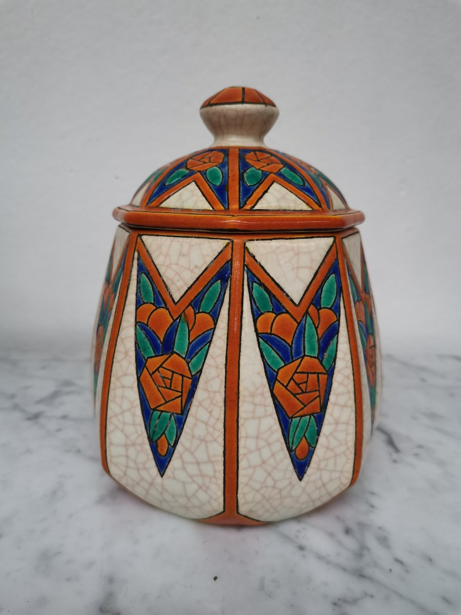 Pot couvert bonbonnière en émaux de Longwy -photo-4