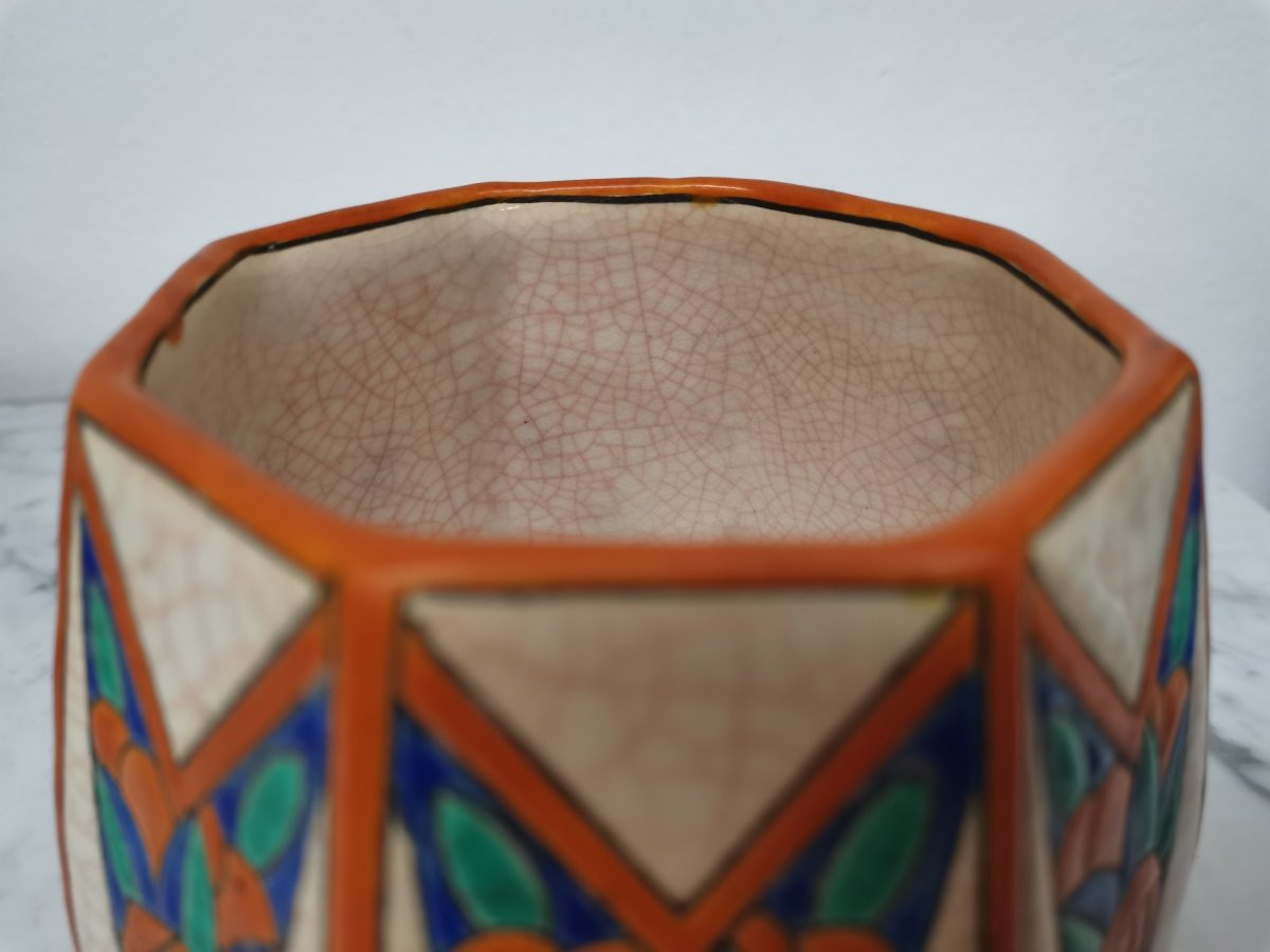 Pot couvert bonbonnière en émaux de Longwy -photo-1