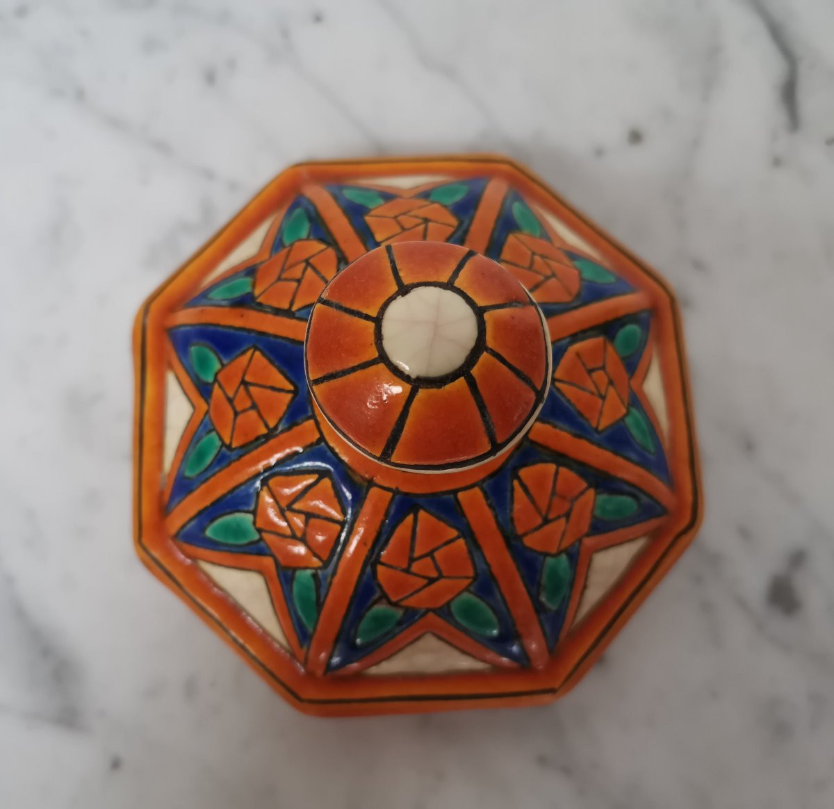 Pot couvert bonbonnière en émaux de Longwy -photo-3