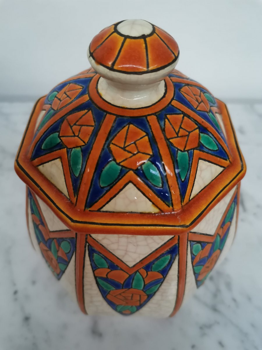 Pot couvert bonbonnière en émaux de Longwy -photo-5