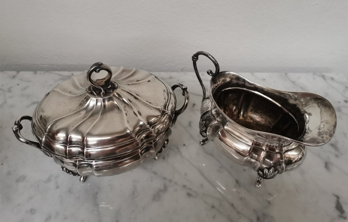 Sucrier et pot à lait en argent poinçon Minerve -photo-3