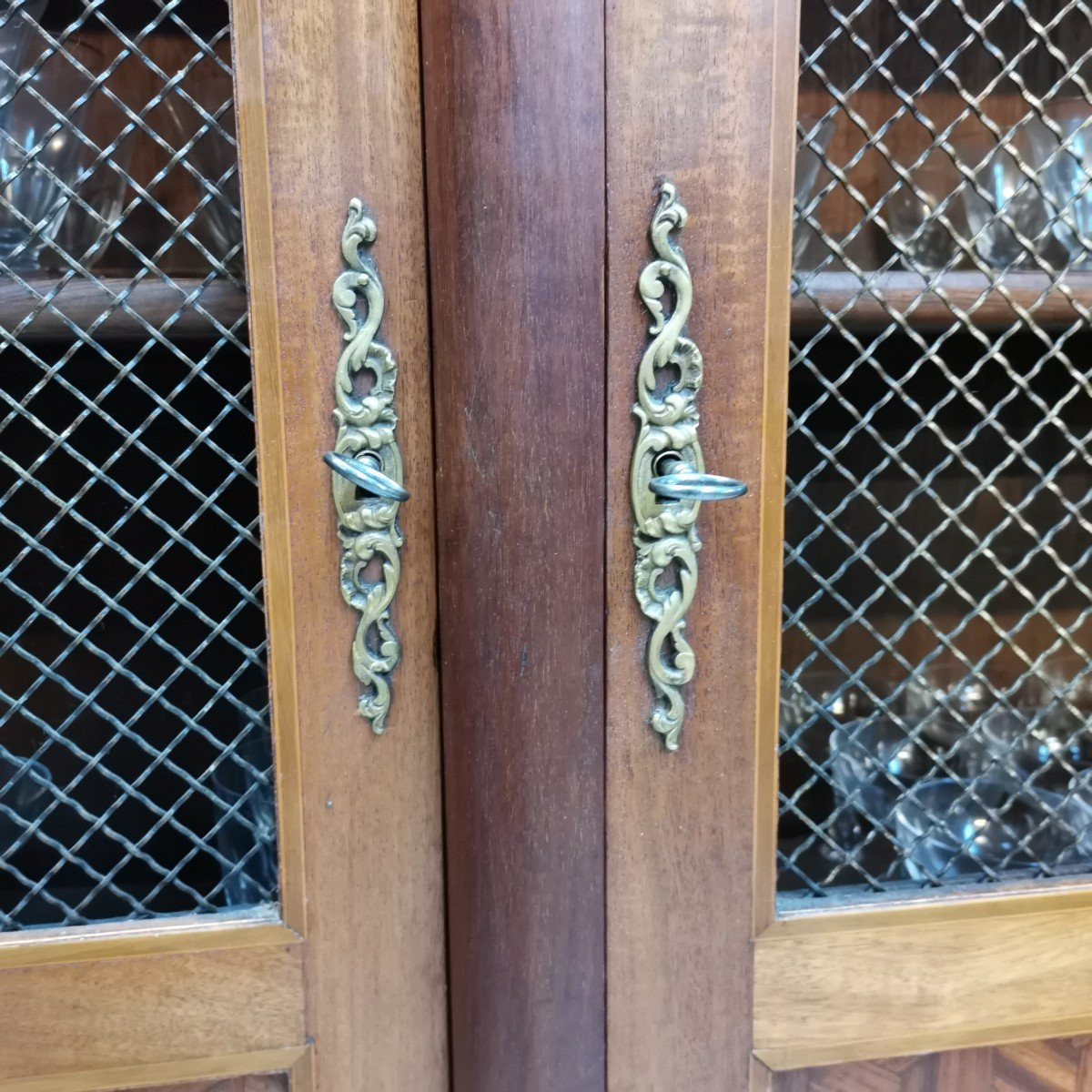  Bibliothèque  Marqueterie style Louis XVI-photo-4