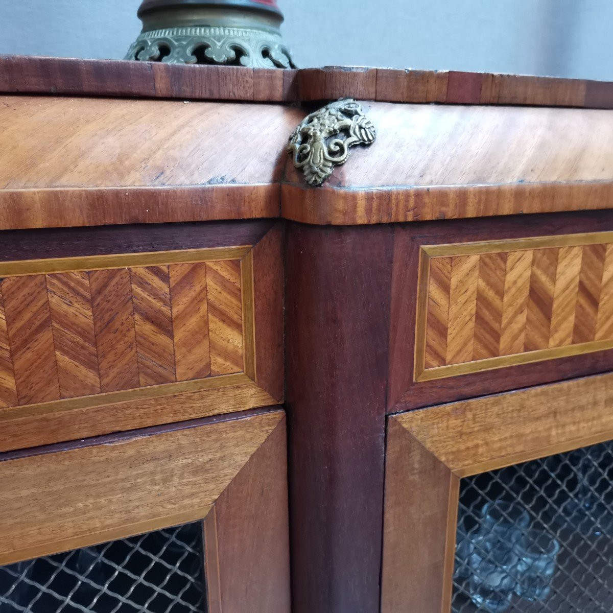  Bibliothèque  Marqueterie style Louis XVI-photo-4