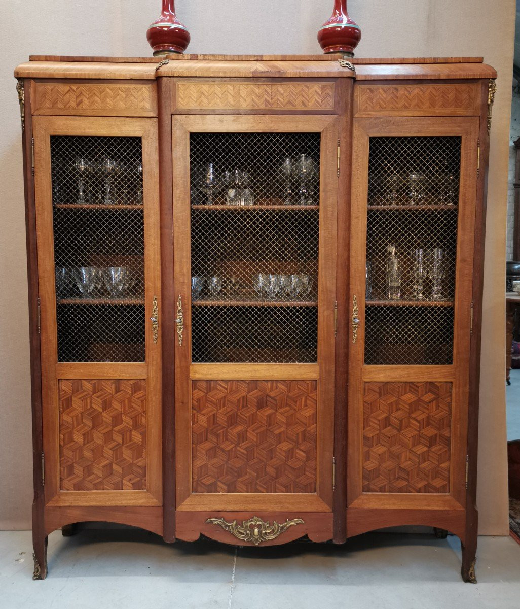  Bibliothèque  Marqueterie style Louis XVI