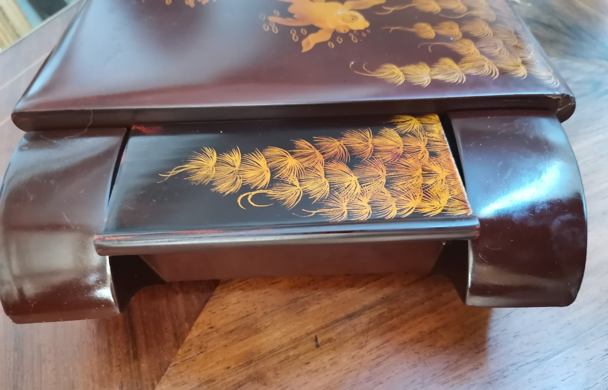 Coffret de toilette et bijoux en laque asiatique -photo-3