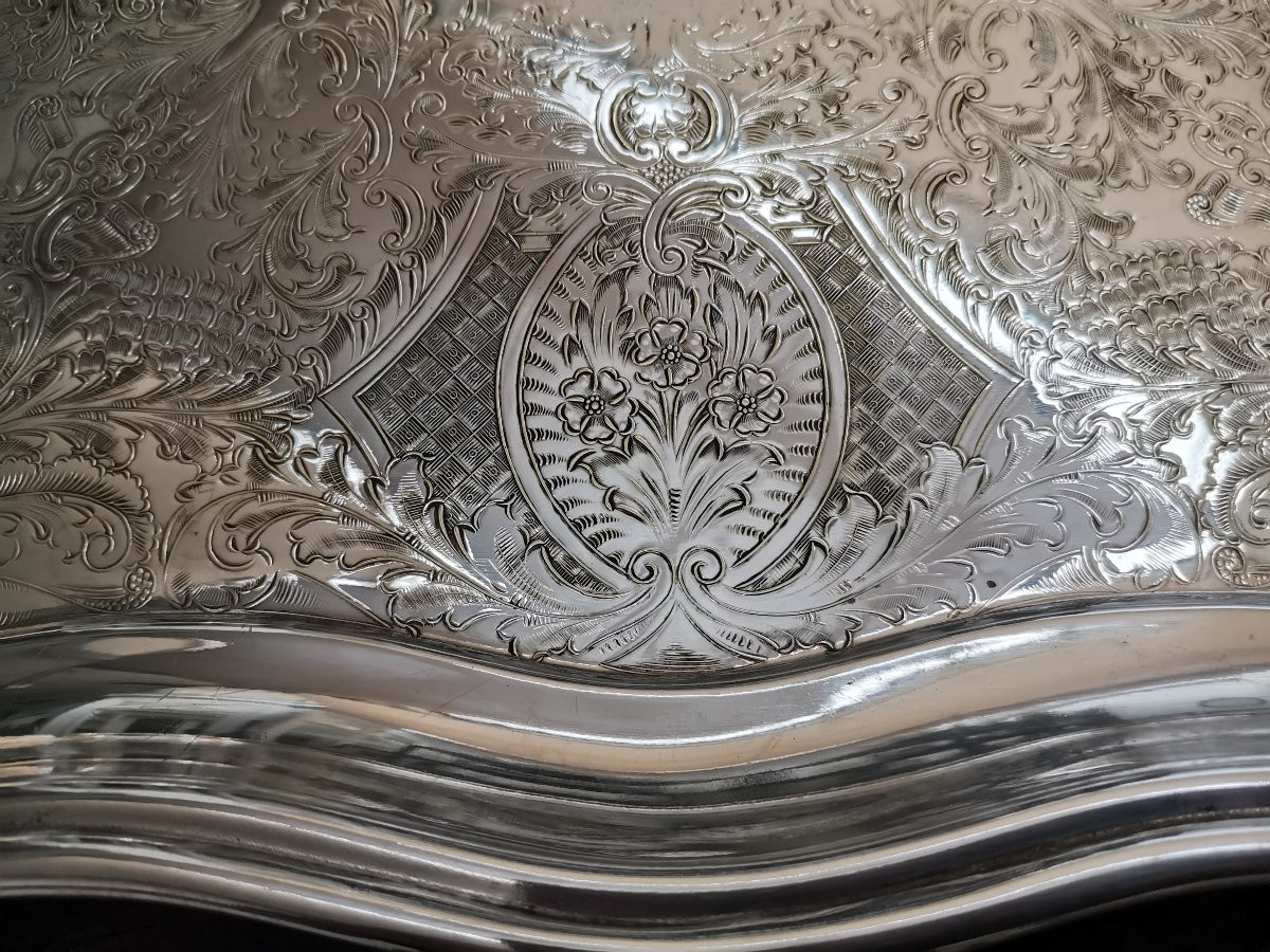 English Silver-plated Metal Tray-photo-4