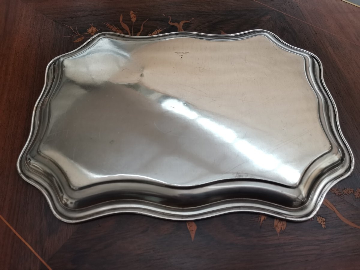 English Silver-plated Metal Tray-photo-1