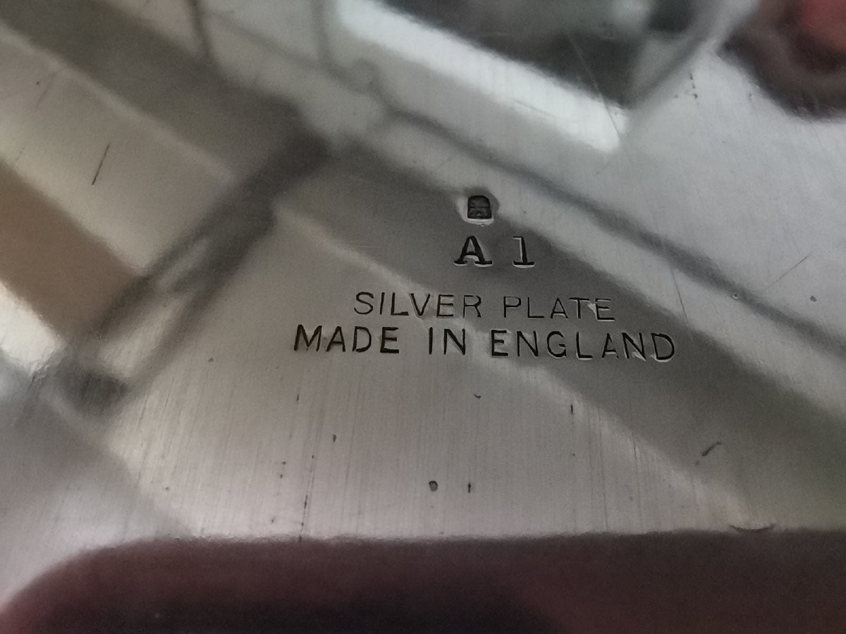 English Silver-plated Metal Tray-photo-3