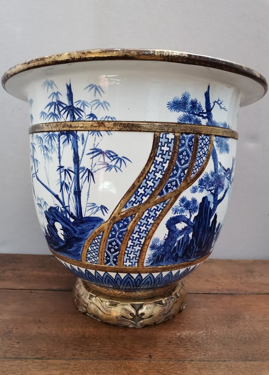 Large Bernardaud Limoges Planters With Asian Design -photo-2