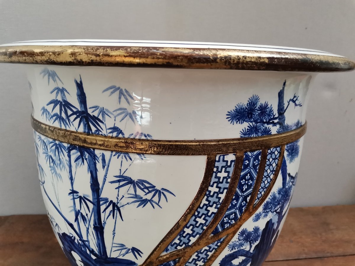 Large Bernardaud Limoges Planters With Asian Design -photo-3