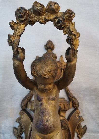 Applique murale en bronze doré Louis XVI -photo-2