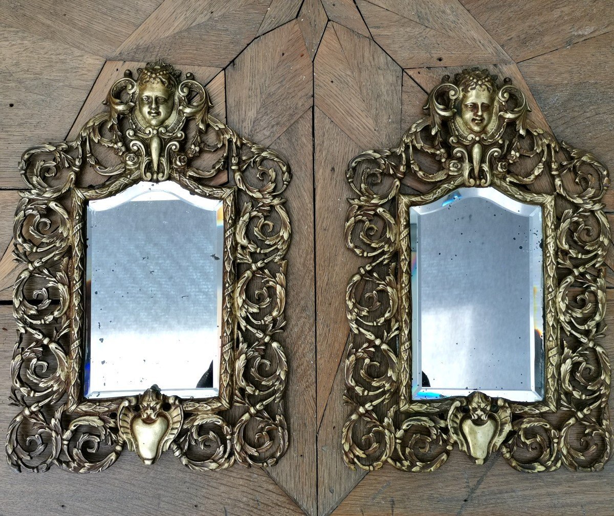 paire de miroirs d'alcove en bronze