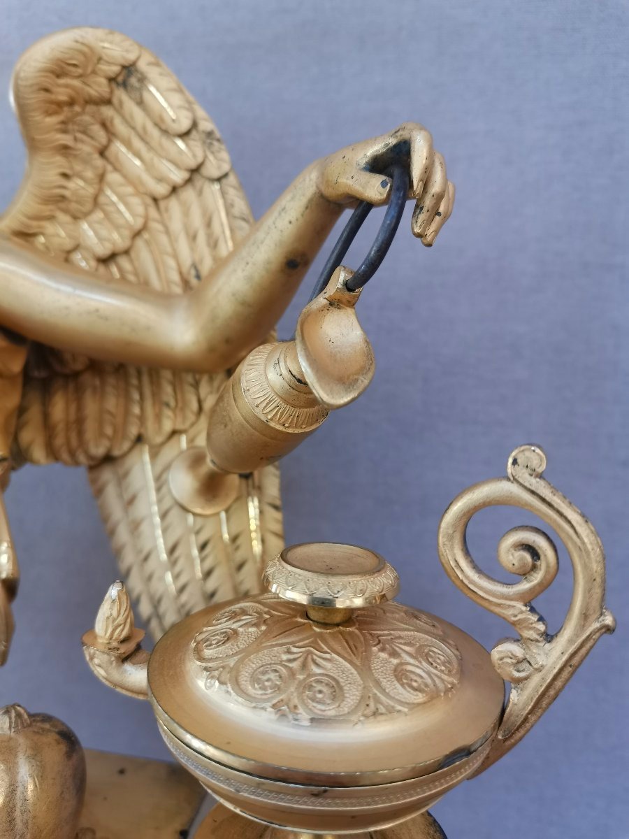Pendule époque Empire en bronze doré -photo-3