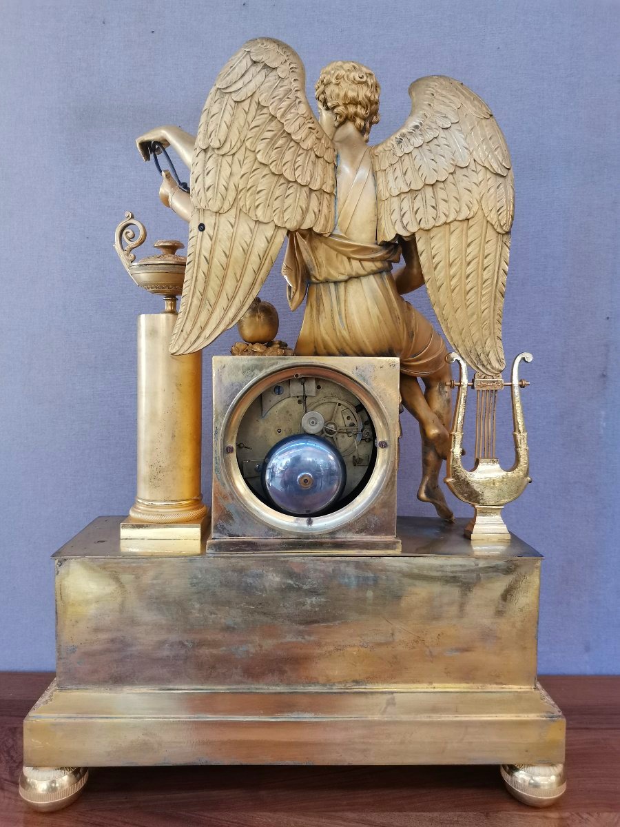 Pendule époque Empire en bronze doré -photo-1