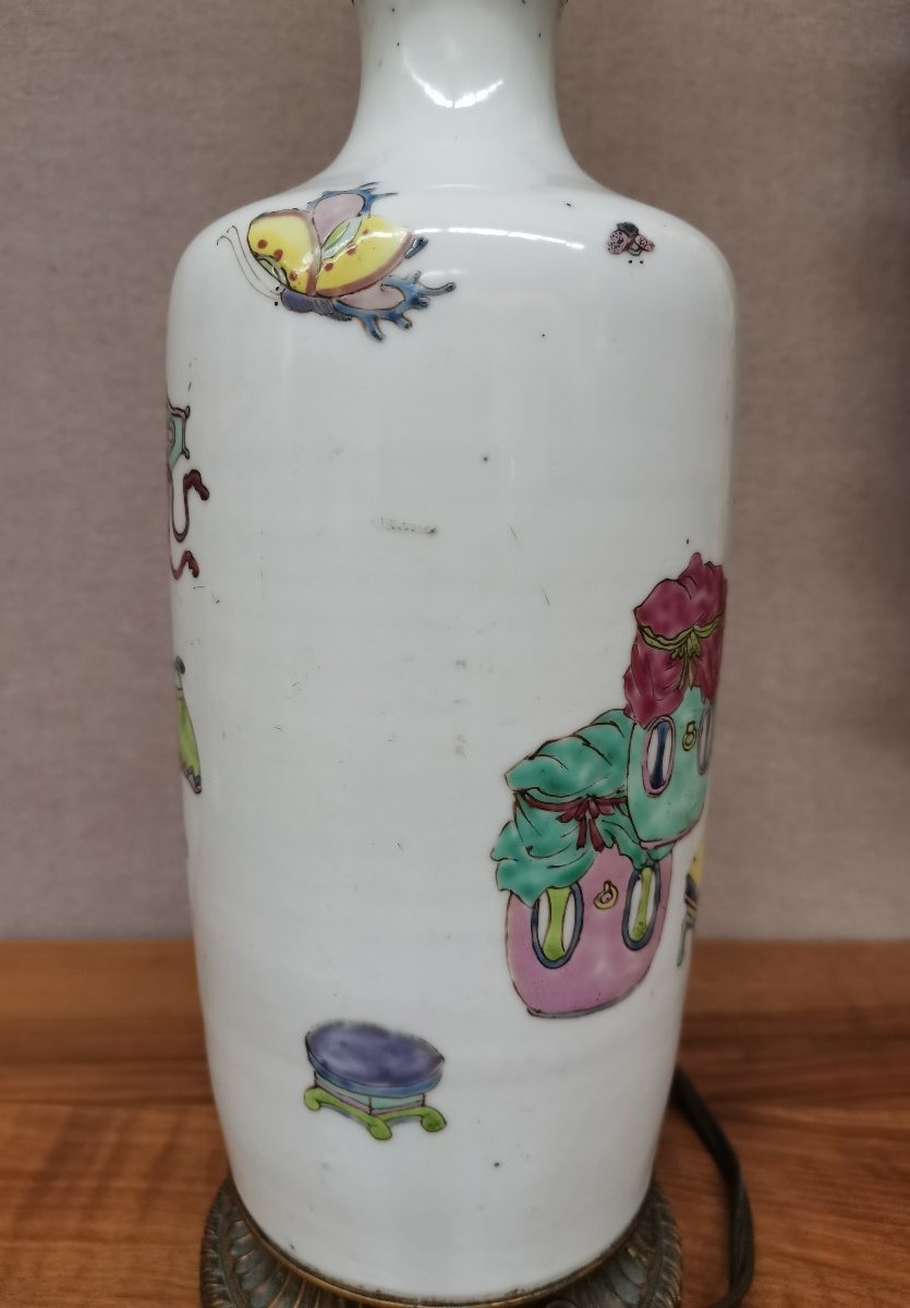 Chinese Porcelain Vase Lamp / Crystal Staircase -photo-7