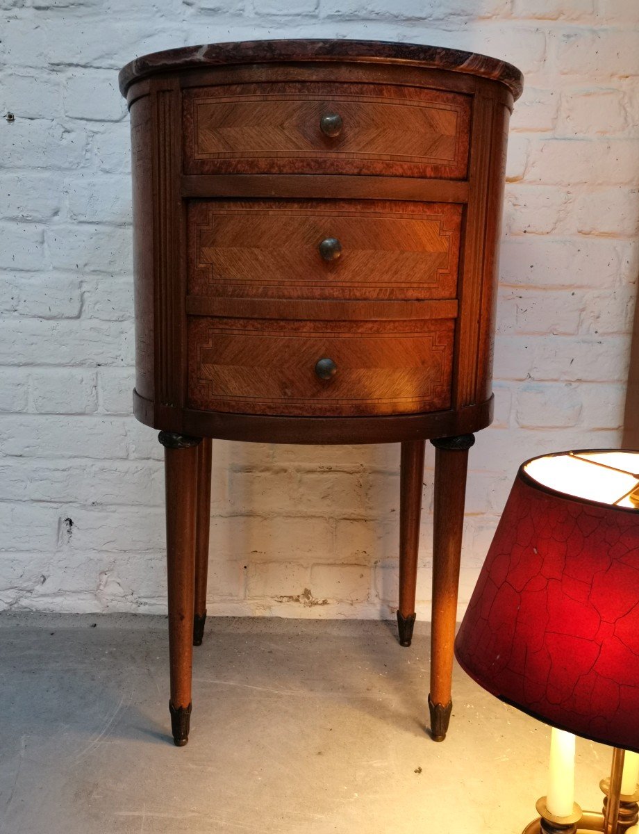Small Louis XVI Marquetry Bedside Commode-photo-2