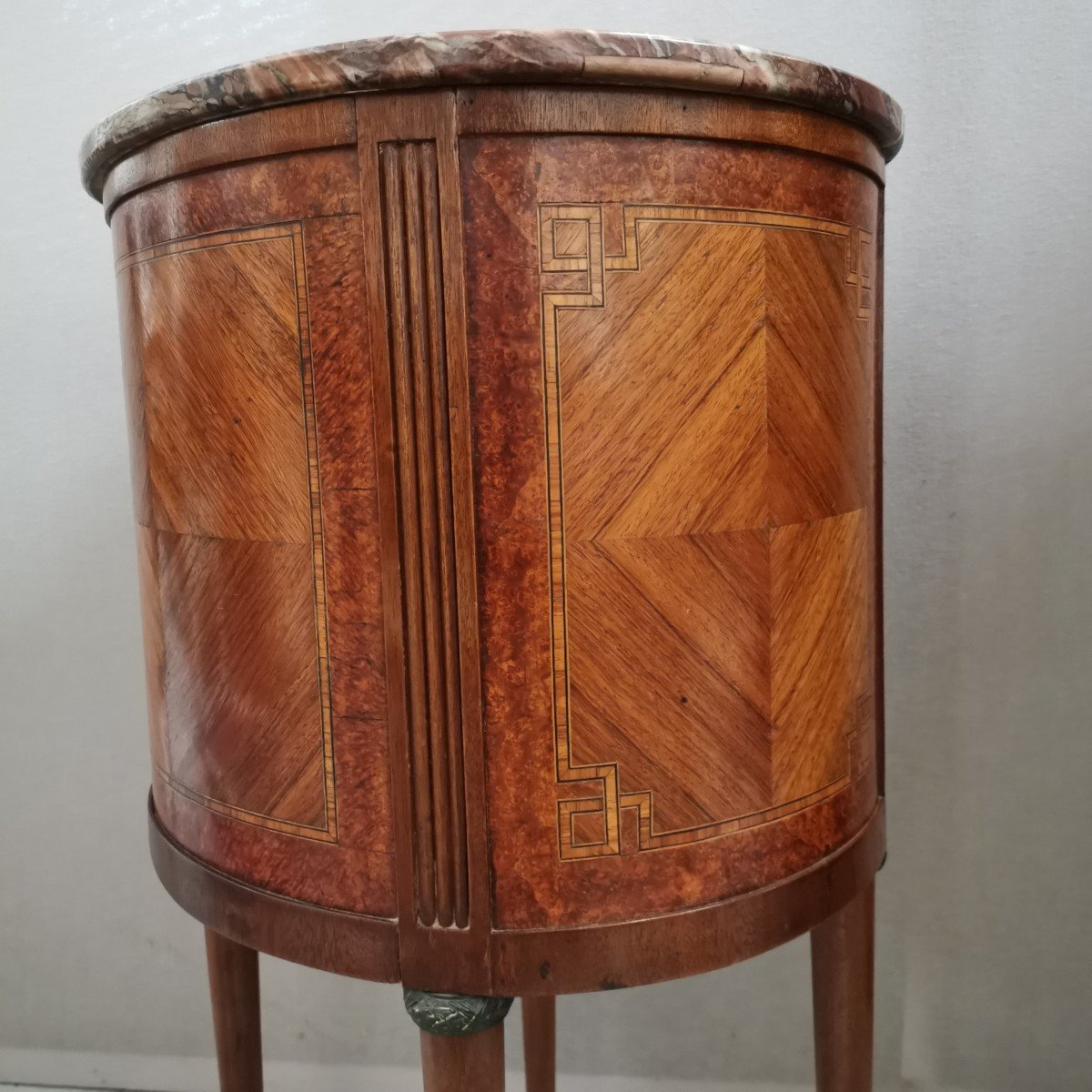 Small Louis XVI Marquetry Bedside Commode-photo-3