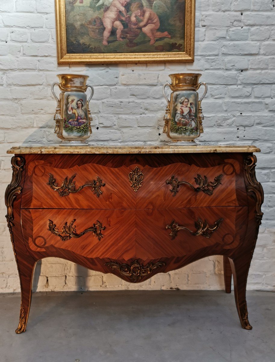 Louis XV Commode Marquetry 20th C.