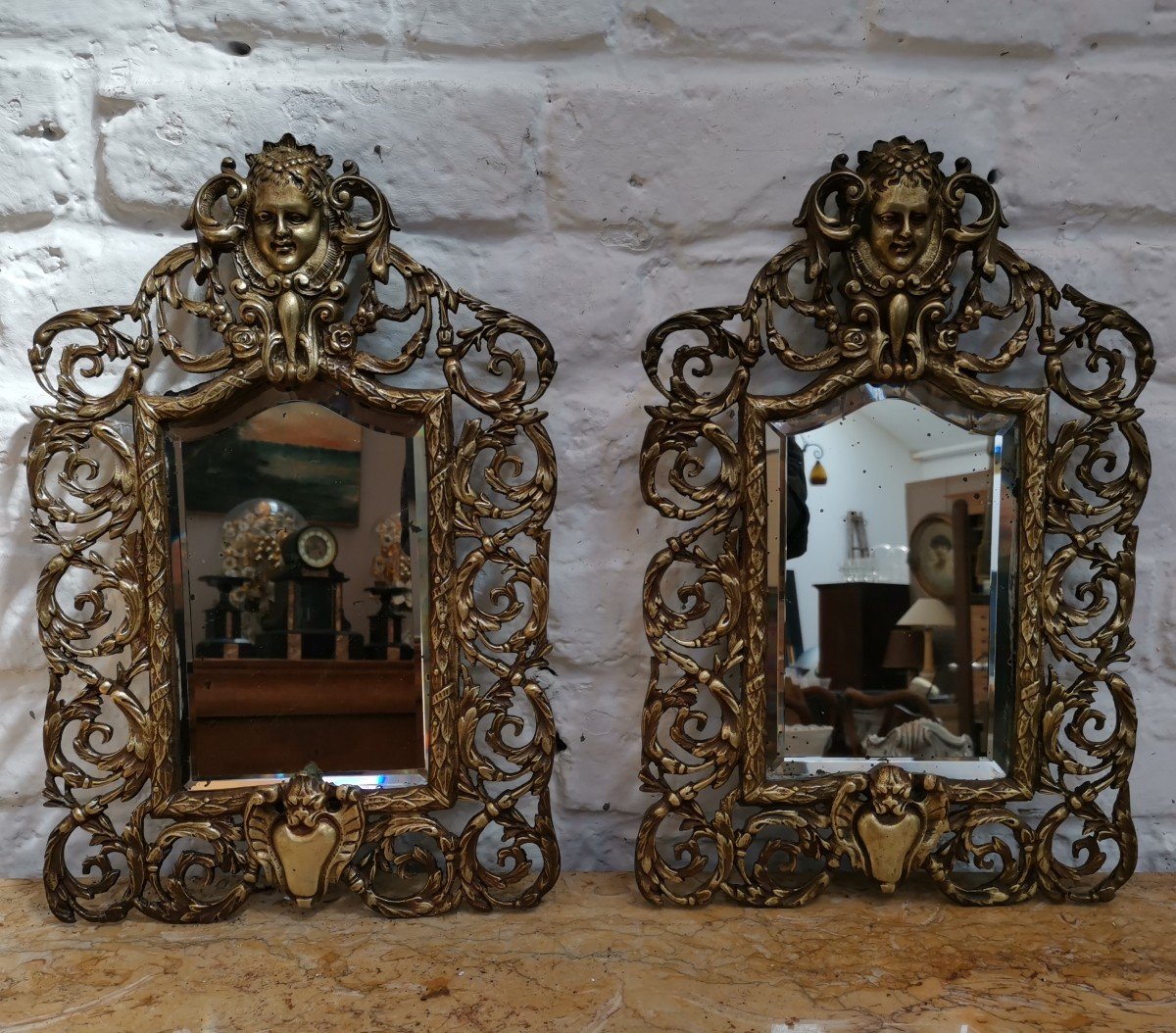 Paire De Miroirs Bronze -photo-3