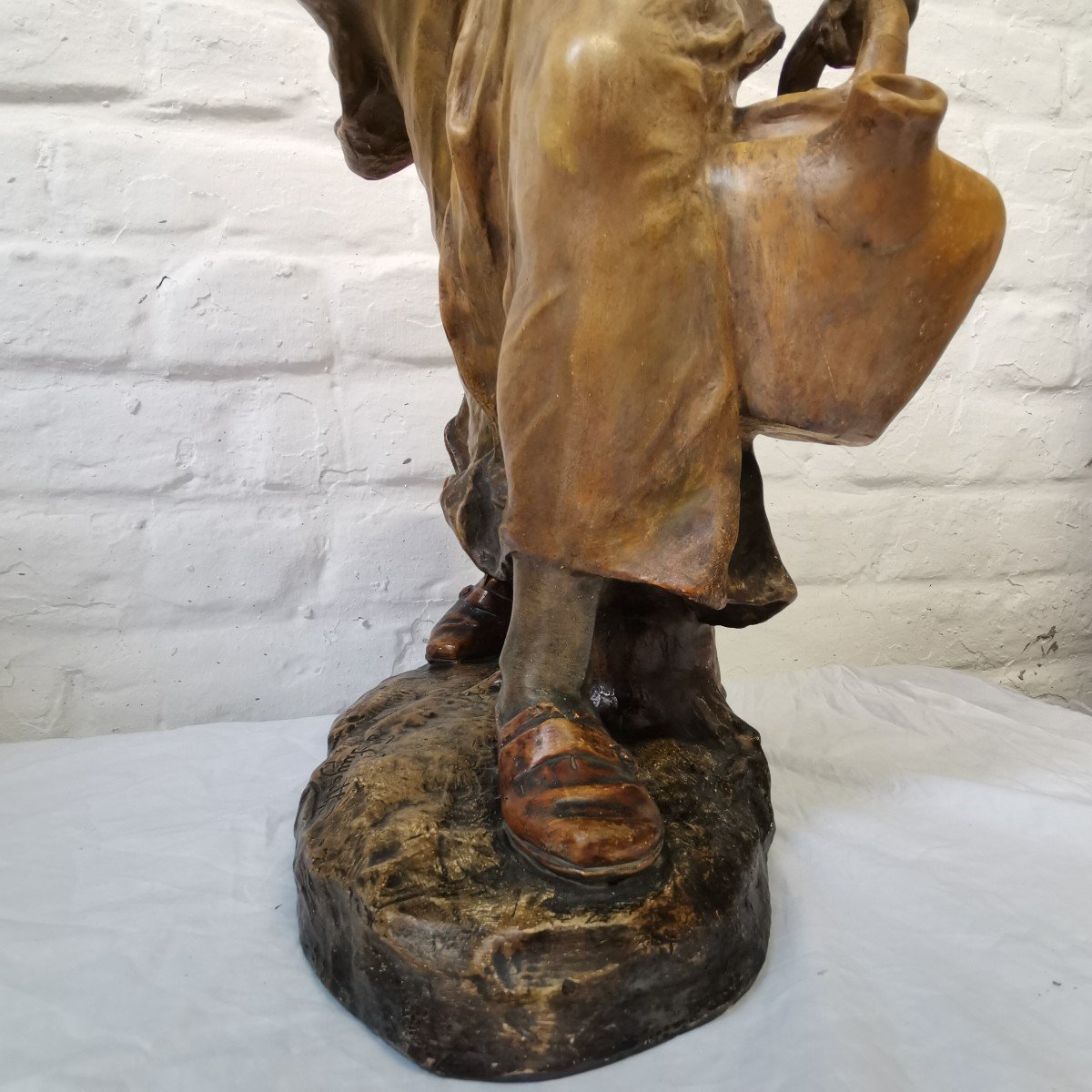 Peasant Woman With A Sheaf Of Wheat, Terracotta By F. Lugerth-photo-2