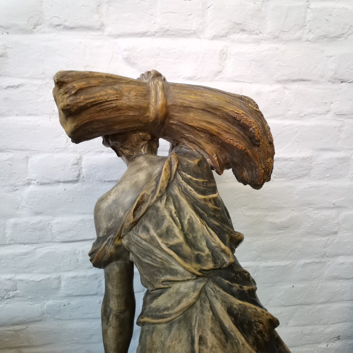 Peasant Woman With A Sheaf Of Wheat, Terracotta By F. Lugerth-photo-1