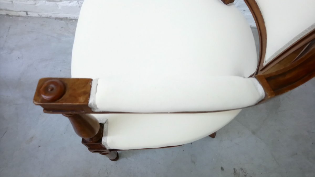 Pair Of Directoire Armchairs (reupholstered)-photo-2