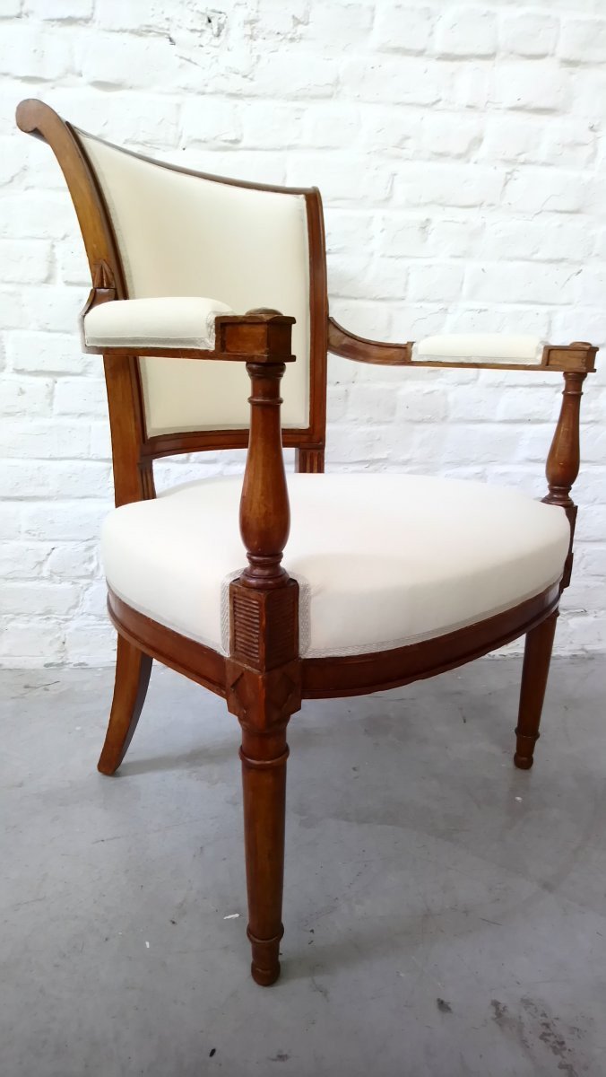 Pair Of Directoire Armchairs (reupholstered)-photo-4